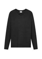 MAGLIONE LUNGO SCOLLO A V CON PAILLETTES NERO - NEW DROP | DEHA