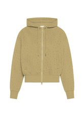 FELPA ZIP E CAPPUCCIO CON STRASS MARRONE - NUT BROWN | DEHA