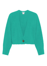 SHORT ALPACA CARDIGAN - GREEN - AQUA JADE GREEN | DEHA