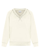 ORGANIC COTTON V-NECK SWEATSHIRT - WHITE - SOFT IVORY | DEHA