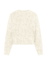 MATELASSÉ-SWEATSHIRT MIT RUNDHALSAUSSCHNITT UND FALTEN - WEISS - SOFT IVORY | DEHA