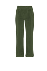 STRETCH VELVET STRAIGHT PANTS - GREEN - OLIVE GREEN | DEHA