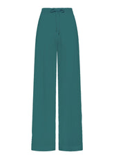 Wide Viscose Pants With A Crumpled Effect - Green - PEACOCK GREEN | DEHA