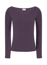 CASHMERE BLEND WIDE NECK T-SHIRT - PURPLE - PLUM VIOLET | DEHA