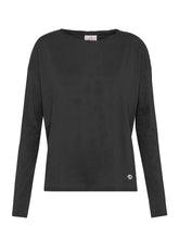 T-SHIRT A MANICA LUNGA IN JERSEY MODAL FIAMMATO NERO - BLACK | DEHA