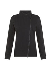 GIACCA BIKER IN JACQUARD SPINA DI PESCE NERO - BLACK | DEHA