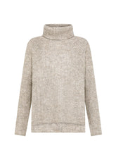 MAGLIA IN MISTO LANA DI ALPACA A COLLO ALTO BIANCO - SALT WHITE | DEHA