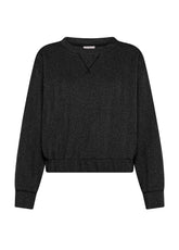 FELPA GIROCOLLO IN JACQUARD SPINA DI PESCE NERO - BLACK | DEHA