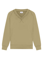 ORGANIC COTTON V-NECK SWEATSHIRT - BROWN - CAMEL BROWN | DEHA