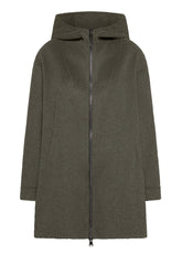 LANGER WOLLMANTEL MIT KAPUZE UND REISSVERSCHLUSS - BRAUN - NEW DROP | DEHA