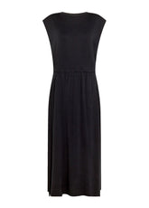 ABITO IN VISCOSA ECOVERO CON OVERLAY LATERALE NERO - BLACK | DEHA