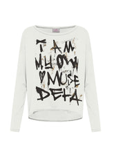 GRAPHIC MODAL LONG SLEEVE T-SHIRT - WHITE - MILK WHITE | DEHA