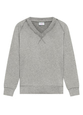 FELPA SCOLLO A V IN COTONE ORGANICO GRIGIO - GREY MELANGE | DEHA
