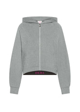 PUNTO-MILANO-SWEATSHIRT MIT REISSVERSCHLUSS UND KAPUZE - GRAU - GREY MELANGE | DEHA