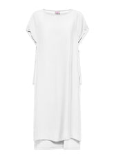 Baumwollkleid Mit Drapierten Seidenärmeln - Weiss - WHITE | DEHA