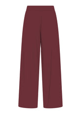 ORGANIC COTTON LEATHER-LOOK WIDE-LEG TROUSERS - RED - CHERRY RED | DEHA