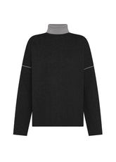 MAGLIA BICOLORE A COLLO ALTO NERO - BLACK | DEHA
