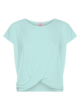 T-SHIRT YOGA CON NODO FRONTALE BLU - AQUA BLUE | DEHA