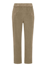 PANTALONE CON PINCES IN VELLUTO MARRONE - Outlet | DEHA