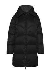 PIUMINO MIDI CON CAPPUCCIO NERO - BLACK | DEHA