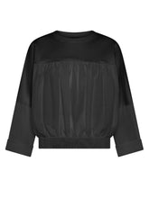 Crewneck Sweatshirt In Parachute-Effect Fabric - Black - BLACK | DEHA