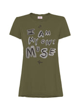 FLAMME' JERSEY GRAPHIC T-SHIRT - GREEN - OLIVE GREEN | DEHA
