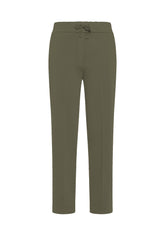 STRAIGHT BROWN STRETCH GABARDINE PANTS - KAKI BROWN | DEHA