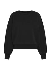 FELPA GIROCOLLO IN COTONE NERO - BLACK | DEHA