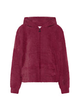 FELPA CON ZIP E CAPPUCCIO IN PILE LEGGERO ROSSO - CHERRY RED | DEHA