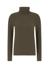 CASHMERE BLEND HIGH NECK T-SHIRT - BROWN - COFFEE BROWN | DEHA