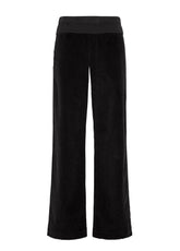 WIDE-LEG STRETCH VELVET TROUSERS - BLACK - BLACK | DEHA