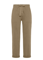 GABARDINE DRAWSTRING PANTS - BROWN - GLACE' BROWN | DEHA