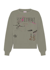 FELPA IN COTONE MORBIDO CON STAMPA GRAFICA GRIGIO - TAUPE | DEHA