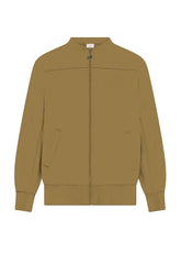 ORGANIC COTTON ZIP-UP BOMBER JACKET WITH LEATHER EFFECT - BROWN - NUT BROWN | DEHA