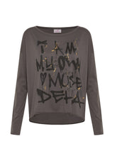 GRAPHIC MODAL LONG SLEEVE T-SHIRT - GREY - LEAD GREY | DEHA