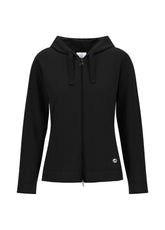 FELPA CON ZIP E CAPPUCCIO IN COTONE STRETCH NERO - BLACK | DEHA