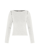 PULLOVER BICOLOR SCOLLO BARCHETTA BIANCO - MILK WHITE | DEHA