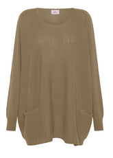 WOOOLY BLEND LOOSE SWEATER - BROWN - GLACE' BROWN | DEHA