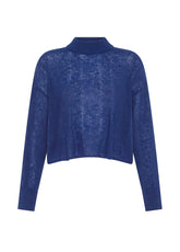 BLUE TURTLENECK ALPACA WOOL BLEND SWEATER - DEEP PURPLE BLUE | DEHA