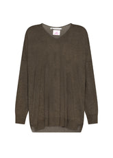 MAGLIA OVER CON SCOLLO A V IN MISTO CASHMERE MARRONE - Maglie Cashmere da Donna | DEHA