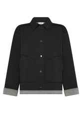 GIACCA BICOLORE IN SCUBA CON BOTTONI NERO - BLACK | DEHA