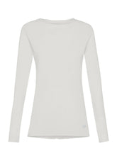 T-SHIRT A MANICA LUNGA IN JERSEY MODAL FIAMMATO BIANCA - LILY WHITE | DEHA