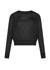 EMBROIDERED LIGHTWEIGHT ALPACA SWEATER - BLACK - BLACK | DEHA