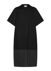 PARACHUTE EFFECT POPLIN BALLOON DRESS - BLACK - BLACK | DEHA