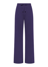 PANTALONI A GAMBA MORBIDA IN FELPINA STRETCH ORGANICA VIOLA - DEEP PURPLE | DEHA