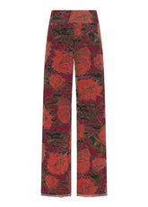 ORGANIC COTTON WIDE-LEG TROUSERS - RED - CHERRY RED | DEHA