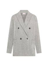 4-BUTTON COTTON FLEECE BLAZER - GREY - GREY MELANGE | DEHA