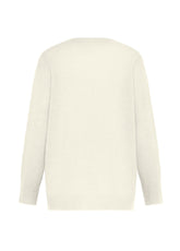 LONGLINE ALPACA V-NECK SWEATER WITH BACK DETAIL - - SOFT IVORY | DEHA