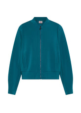 BOMBER FULL ZIP IN MODAL SOFT TOUCH VERDE - TEAL GREEN | DEHA