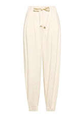 JOGGER PLISSÉ CON DETTAGLIO IN VISCOSA EFFETTO STROPICCIATO BIANCO - CREAM | DEHA